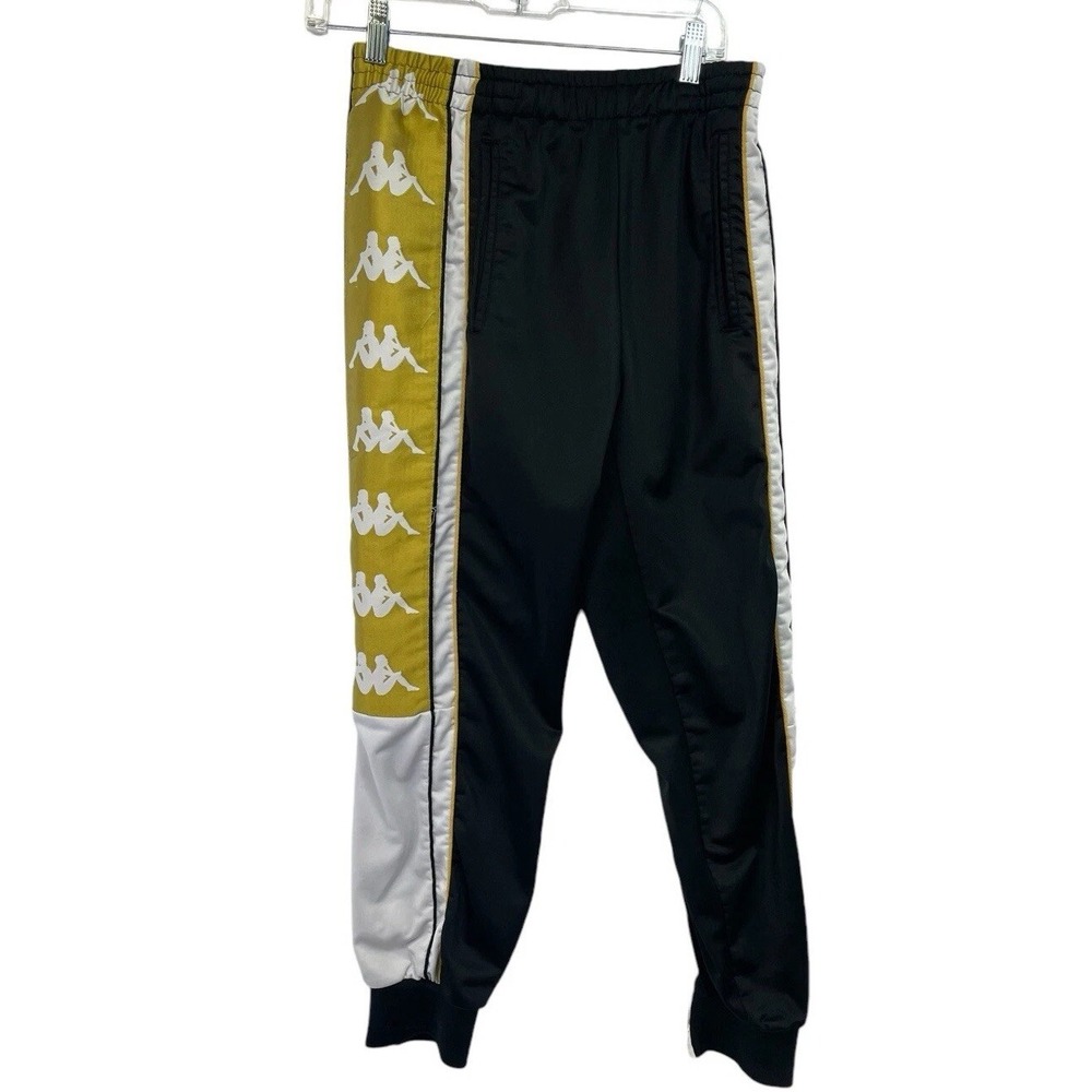Kappa Sz X‎ Small 28x27 Black /Gold / White Jogger Sweatpants (CC22) EUC